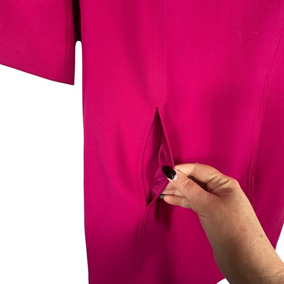 Trina Turk Corrin Double Weave Dress fuchsia shift dress quarter length sleeves - Picture 6 of 10